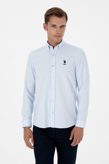 پیراهن  سورمه ای روشن  اندامی  مردانه یو اس پولو | US POLO ASSN
