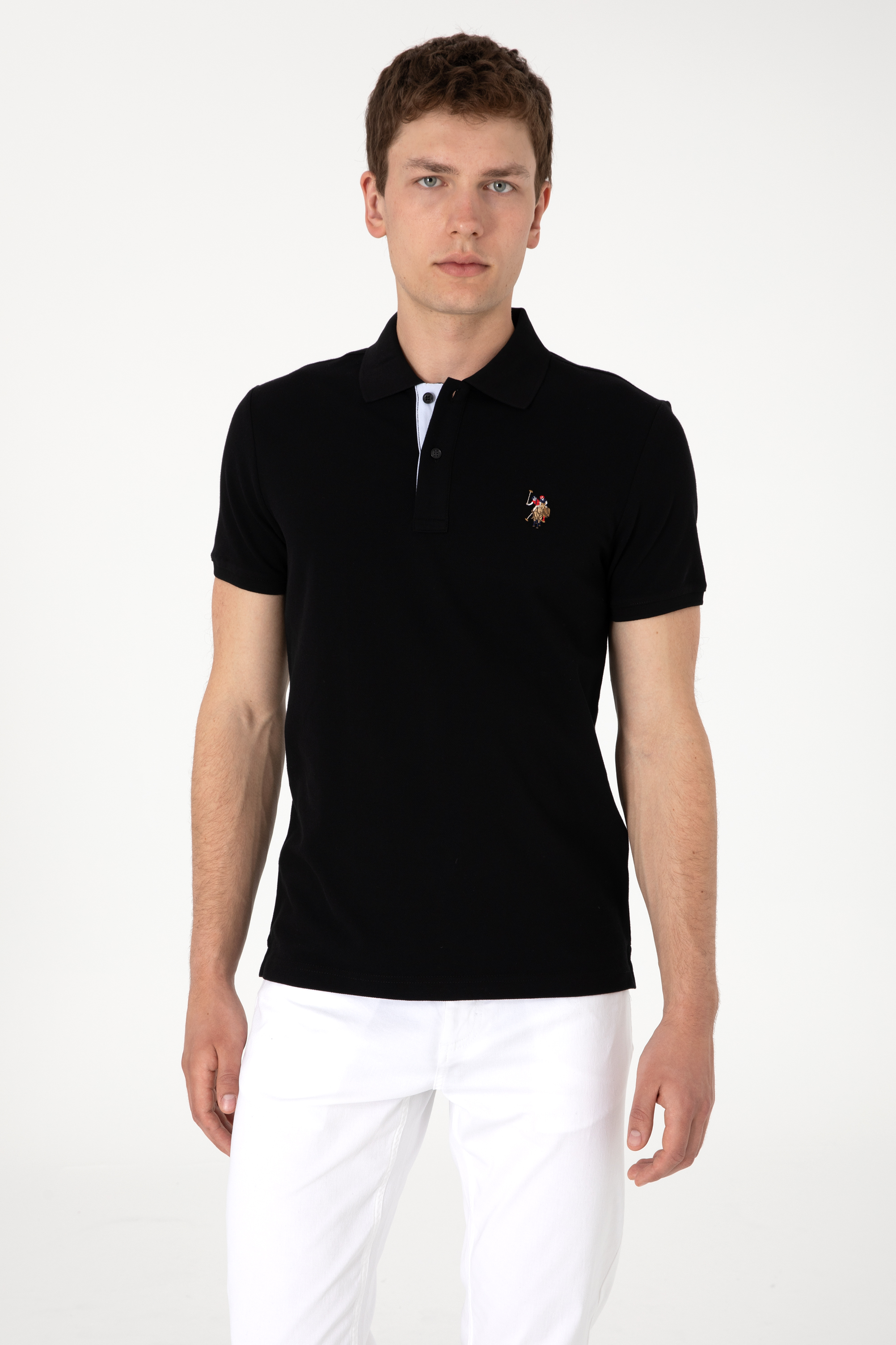 تی شرت یقه پولو سیاه  اندامی  مردانه یو اس پولو | US POLO ASSN