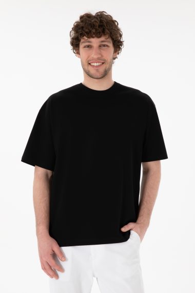تی شرت بیسیک یقه گرد سیاه  ریلکس آستین کوتاه مردانه یو اس پولو | US POLO ASSN