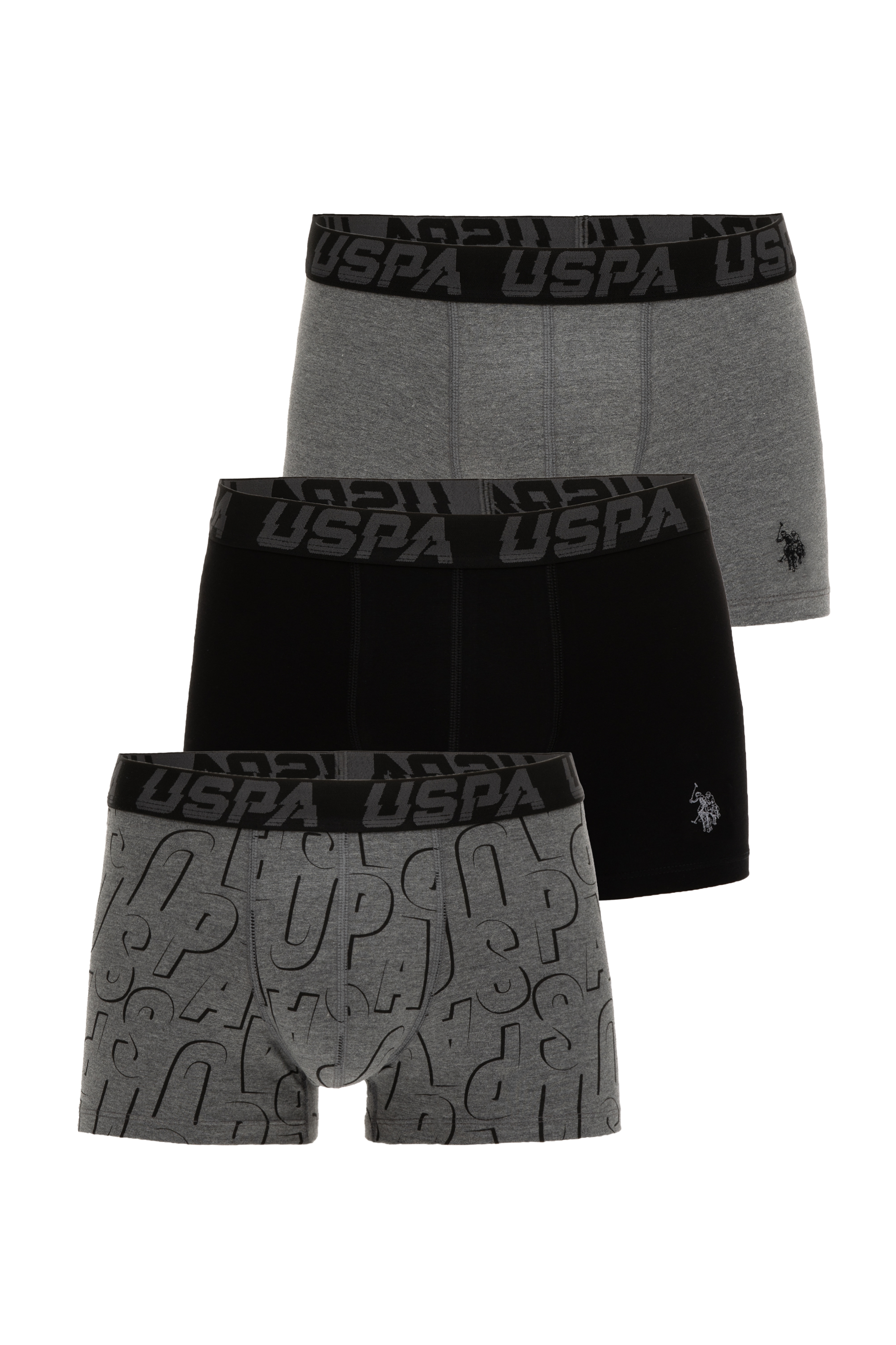 ست باکسر سه عدد  سیاه  استاندارد فیت  مردانه یو اس پولو | US POLO ASSN