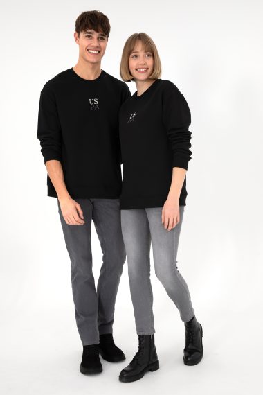 سویشرت بیسیک یقه گرد سیاه  ریلکس آستین بلند مردانه یو اس پولو | US POLO ASSN