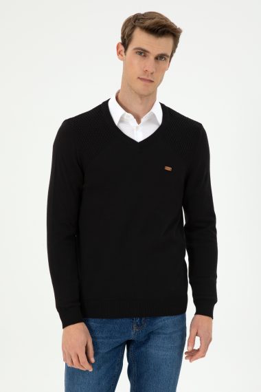 بافت یقه هفت سیاه  اندامی  مردانه یو اس پولو | US POLO ASSN