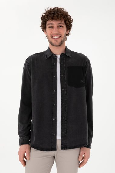 پیراهن جین  سیاه  ریلکس  مردانه یو اس پولو | US POLO ASSN