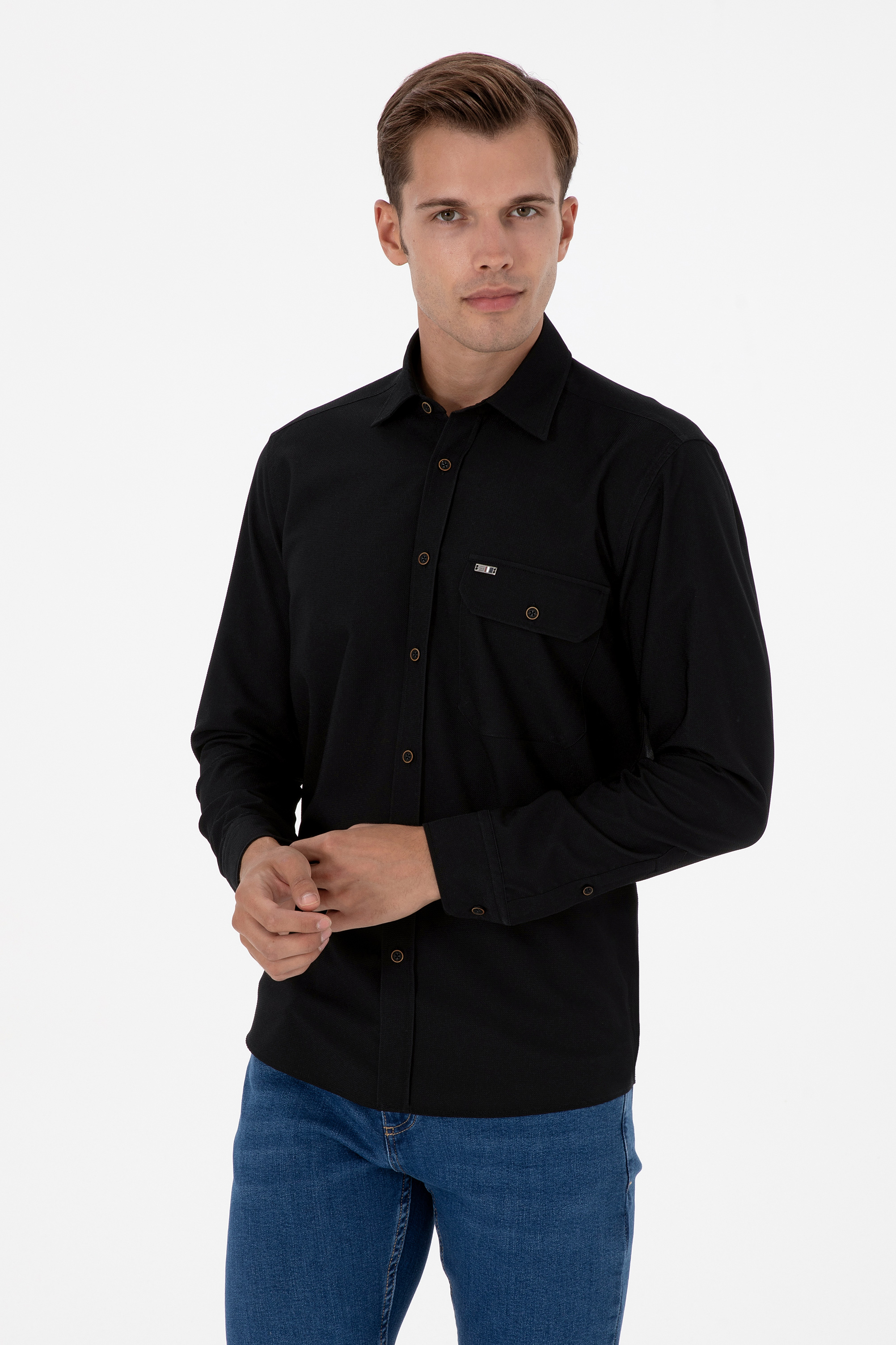 پیراهن سیاه رگولار مردانه یو اس پولو | US POLO ASSN