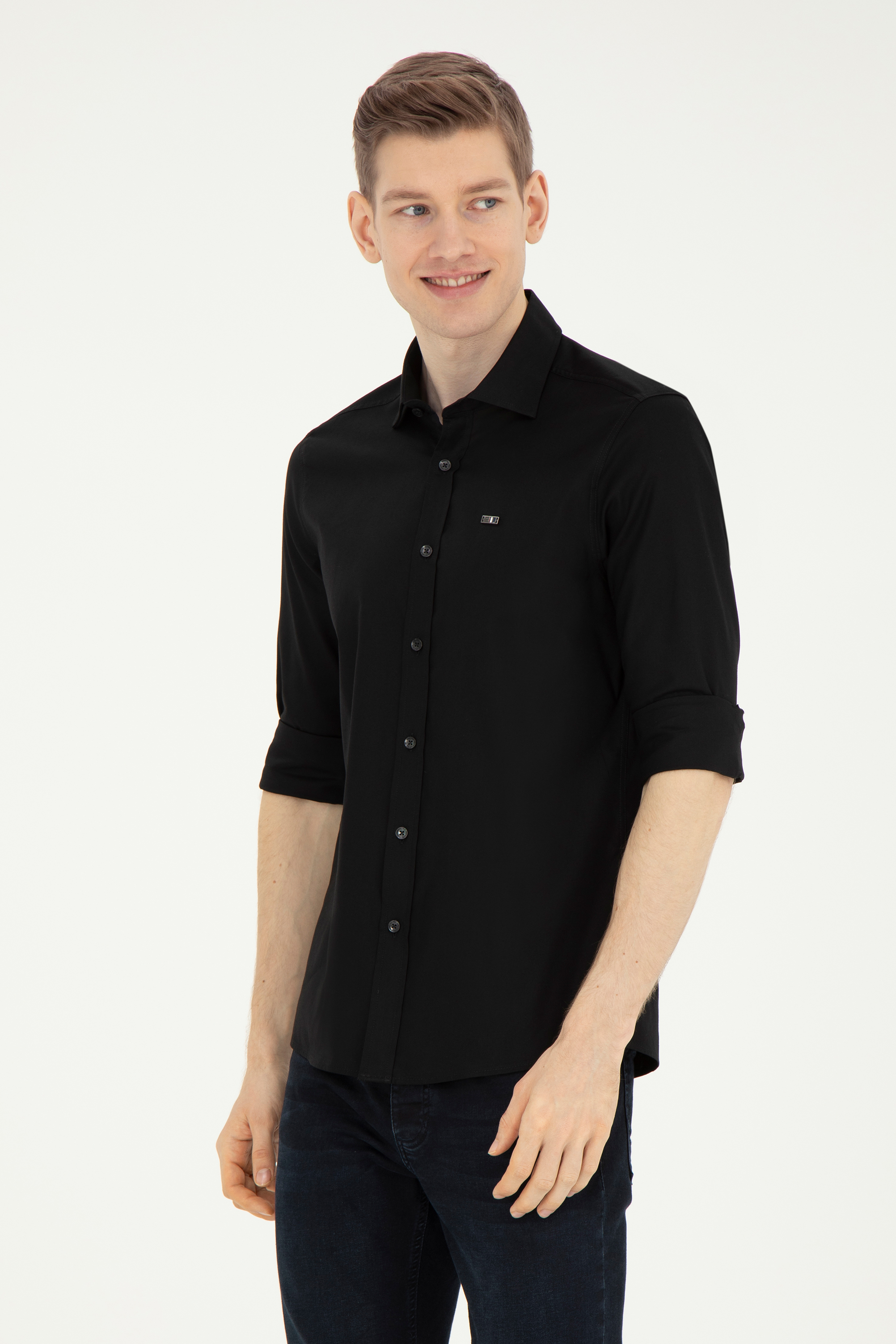پیراهن سیاه اندامی مردانه یو اس پولو | US POLO ASSN