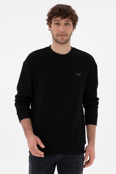سویشرت یقه گرد سیاه  ریلکس آستین بلند مردانه یو اس پولو | US POLO ASSN