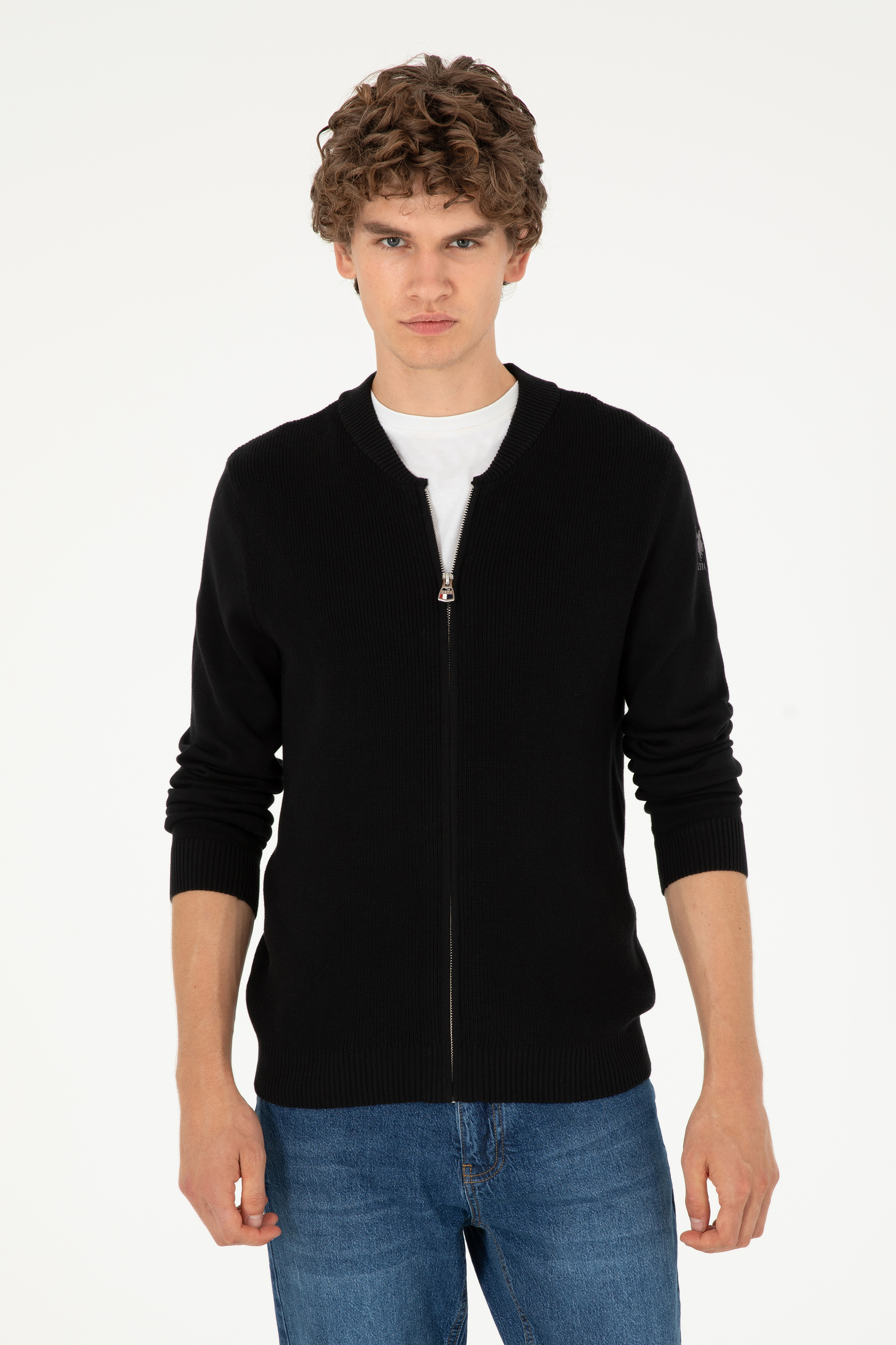 ژاکت تریکو بیسیک سیاه رگولار مردانه یو اس پولو | US POLO ASSN