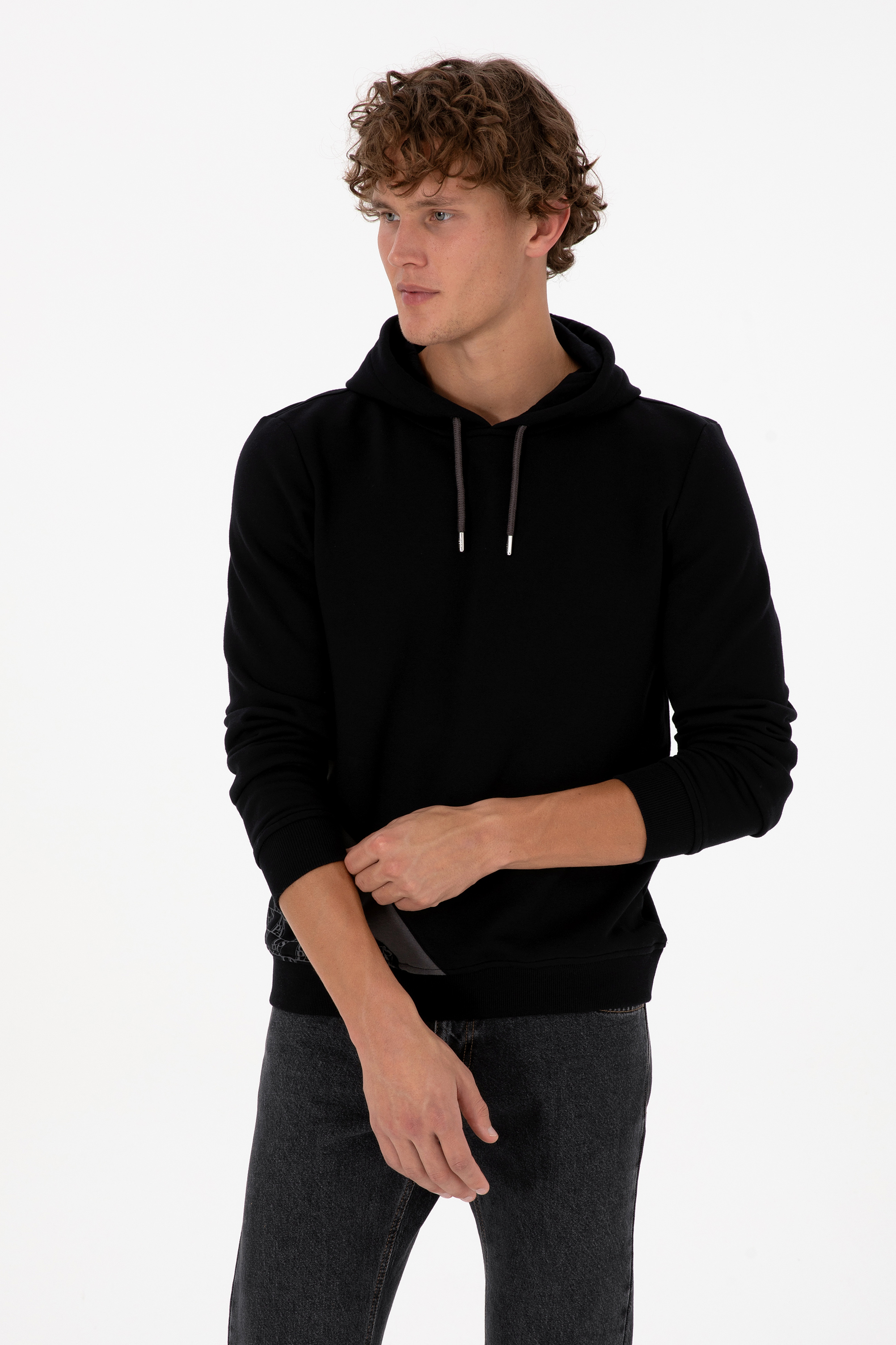 سویشرت هودی سیاه رگولار مردانه یو اس پولو | US POLO ASSN