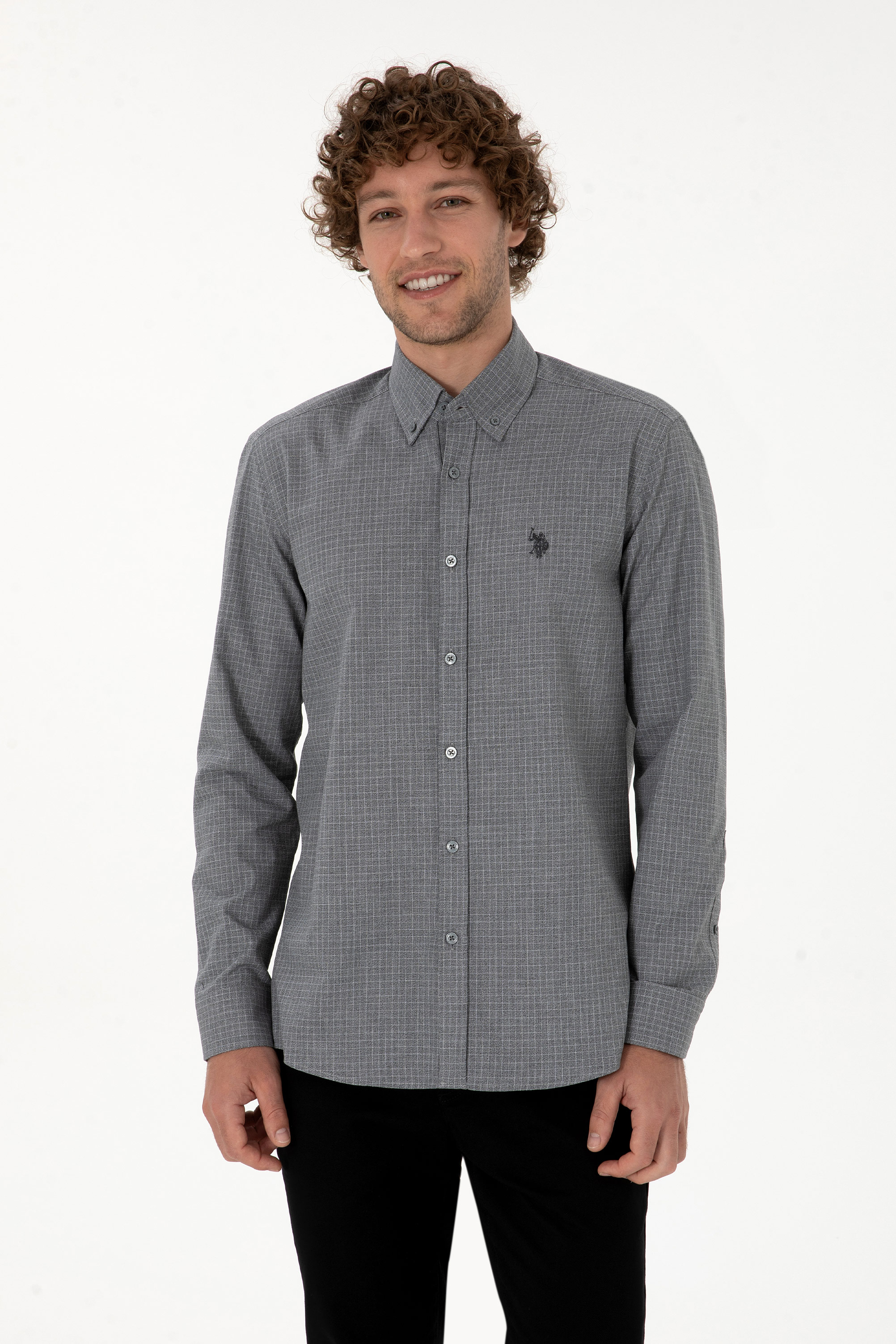 پیراهن سیاه رگولار مردانه یو اس پولو | US POLO ASSN