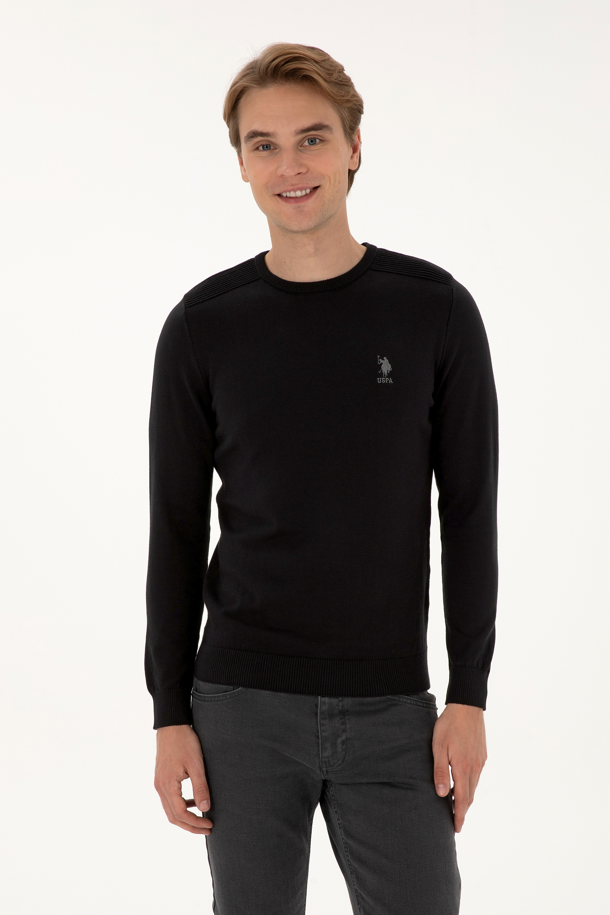 بافت بیسیک سیاه اندامی مردانه یو اس پولو | US POLO ASSN