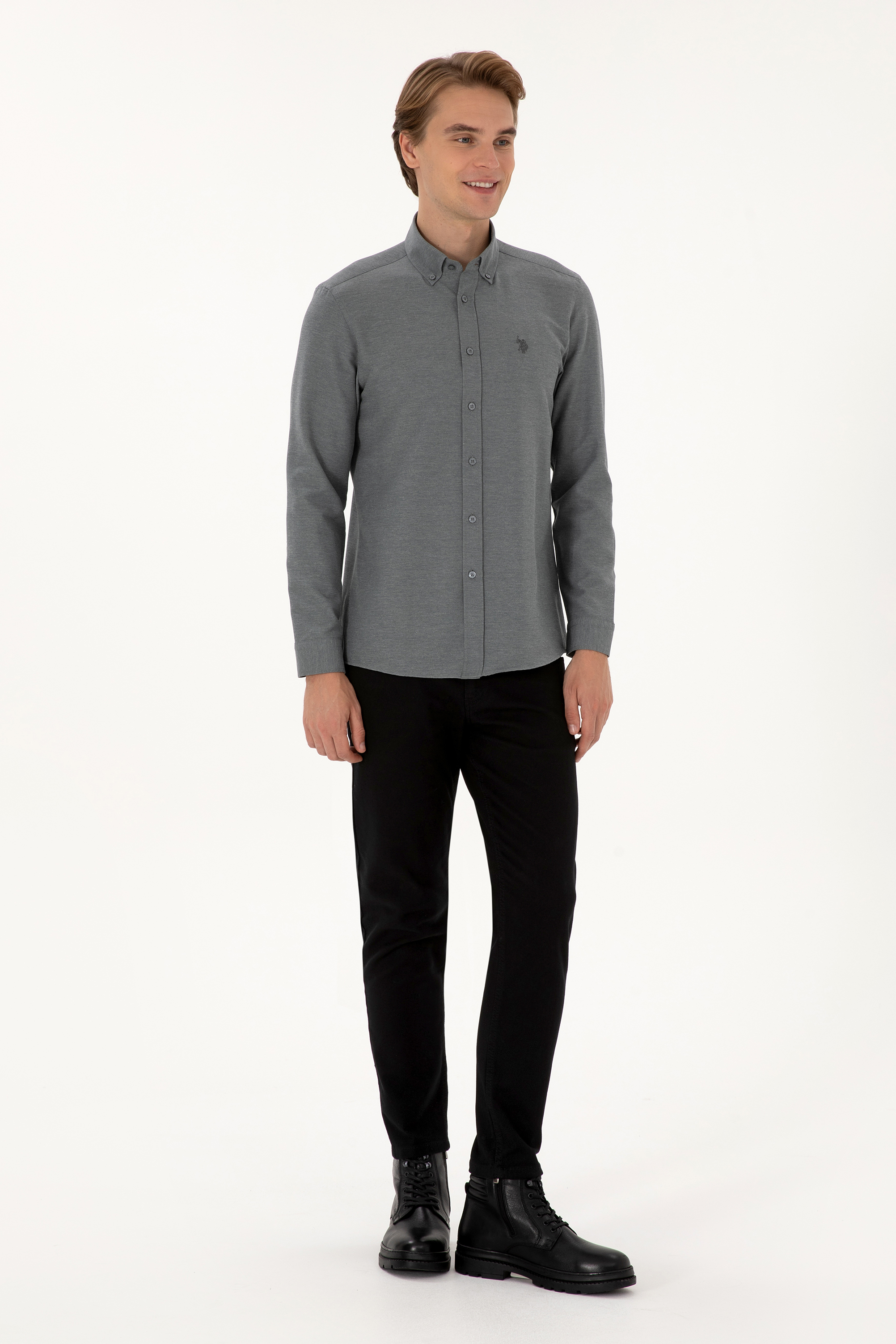 شلوار کانواس / چینو سیاه اندامی مردانه یو اس پولو | US POLO ASSN