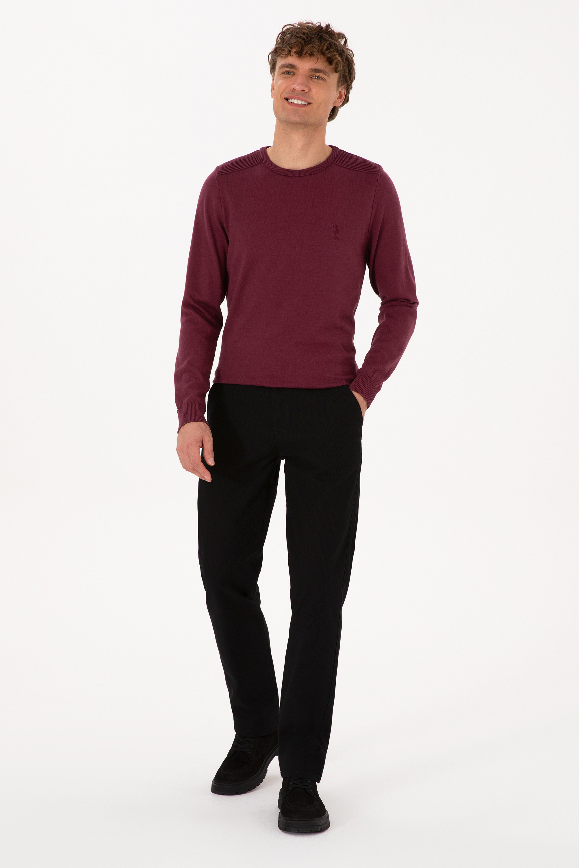 شلوار کانواس / چینو سیاه رگولار مردانه یو اس پولو | US POLO ASSN