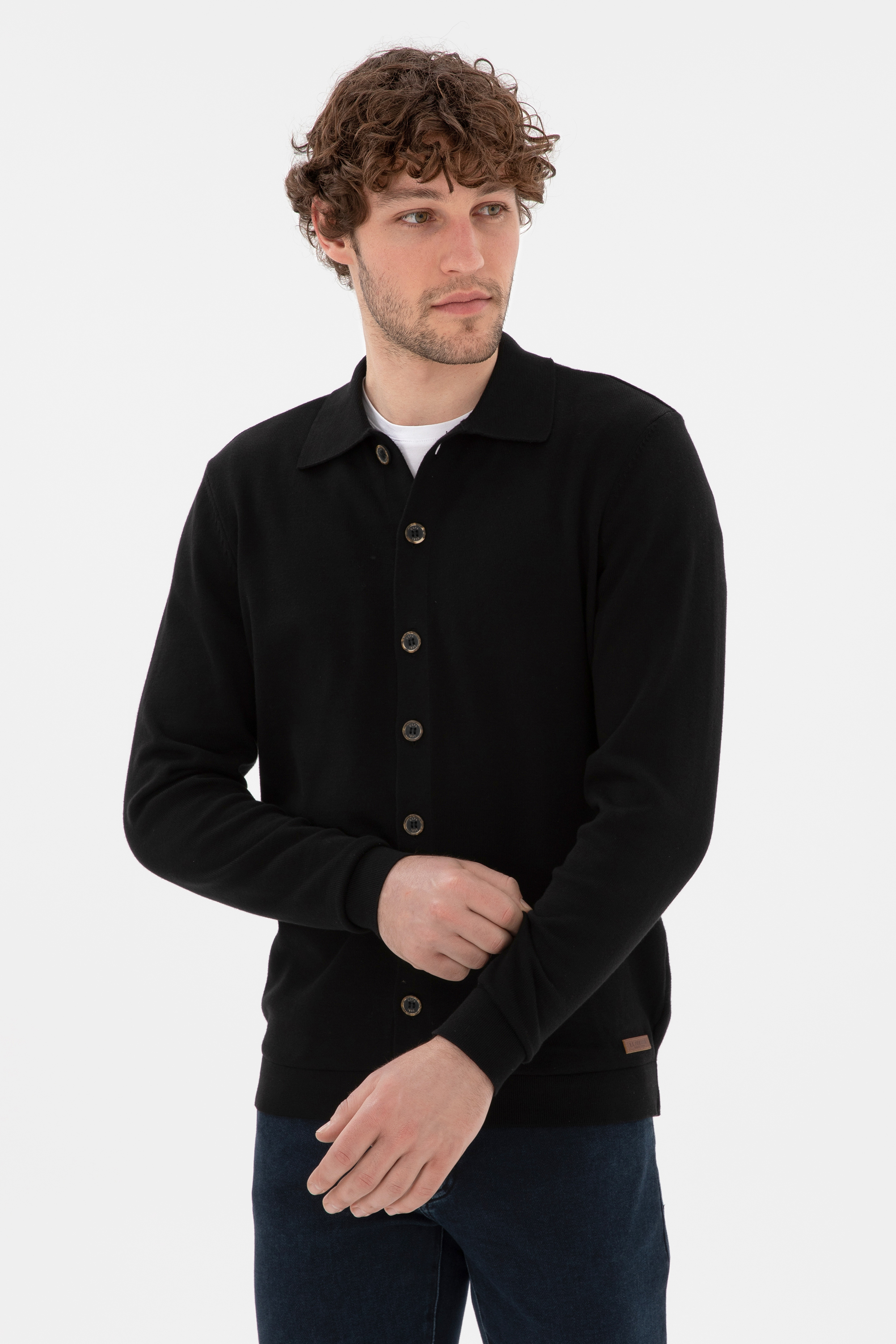 ژاکت تریکو بیسیک سیاه رگولار مردانه یو اس پولو | US POLO ASSN
