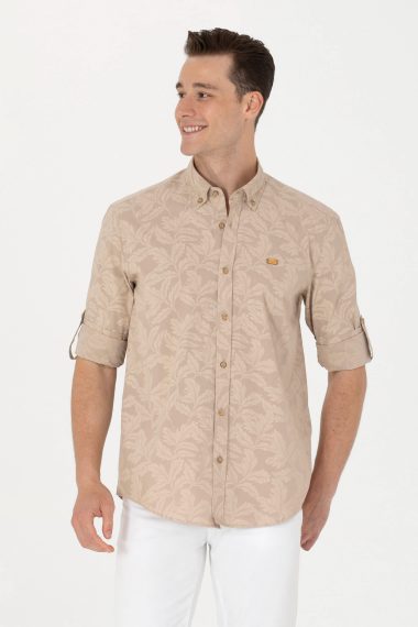 پیراهن  شتری  ریلکس  مردانه یو اس پولو | US POLO ASSN