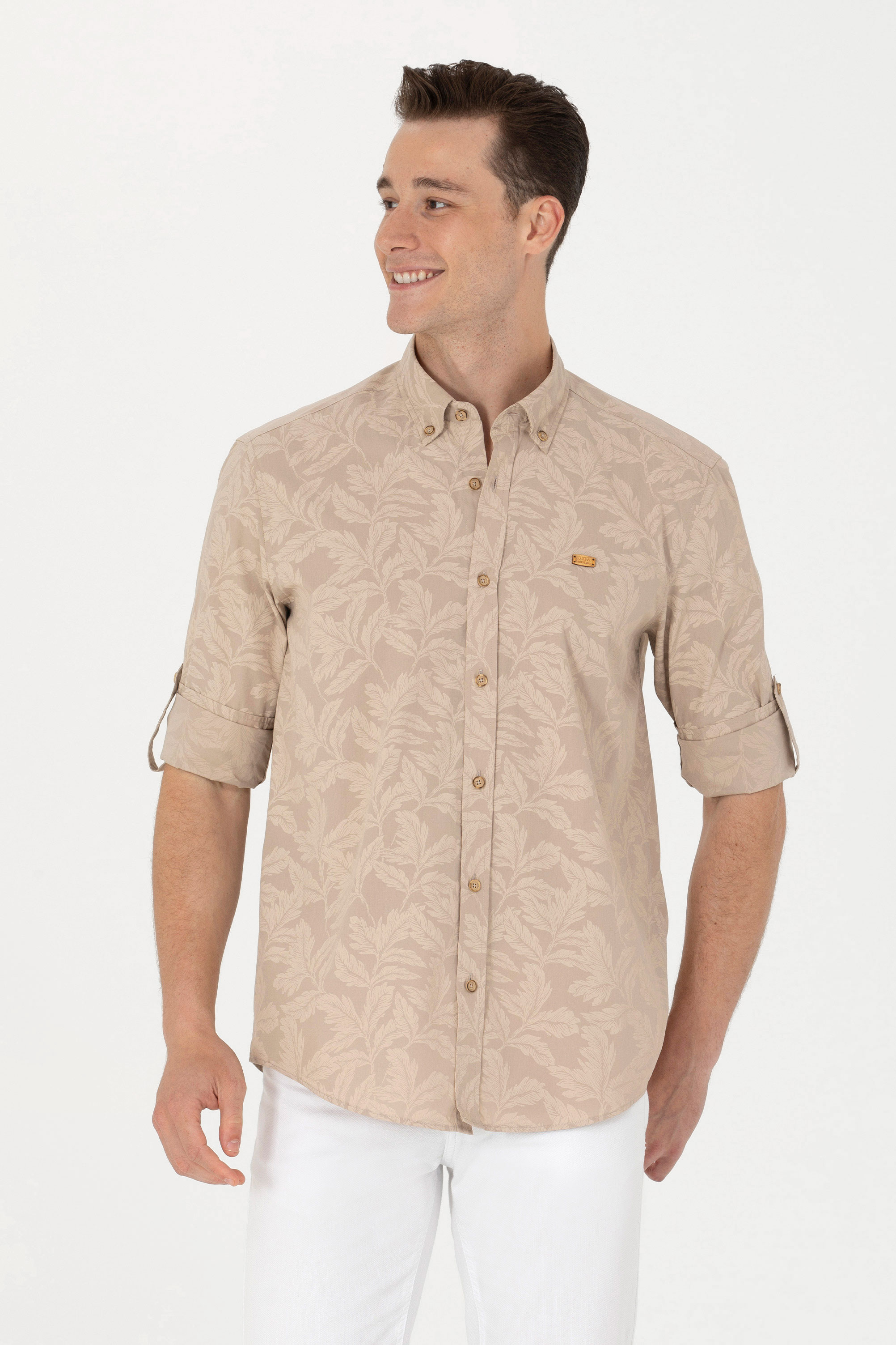 پیراهن شتری ریلکس مردانه یو اس پولو | US POLO ASSN