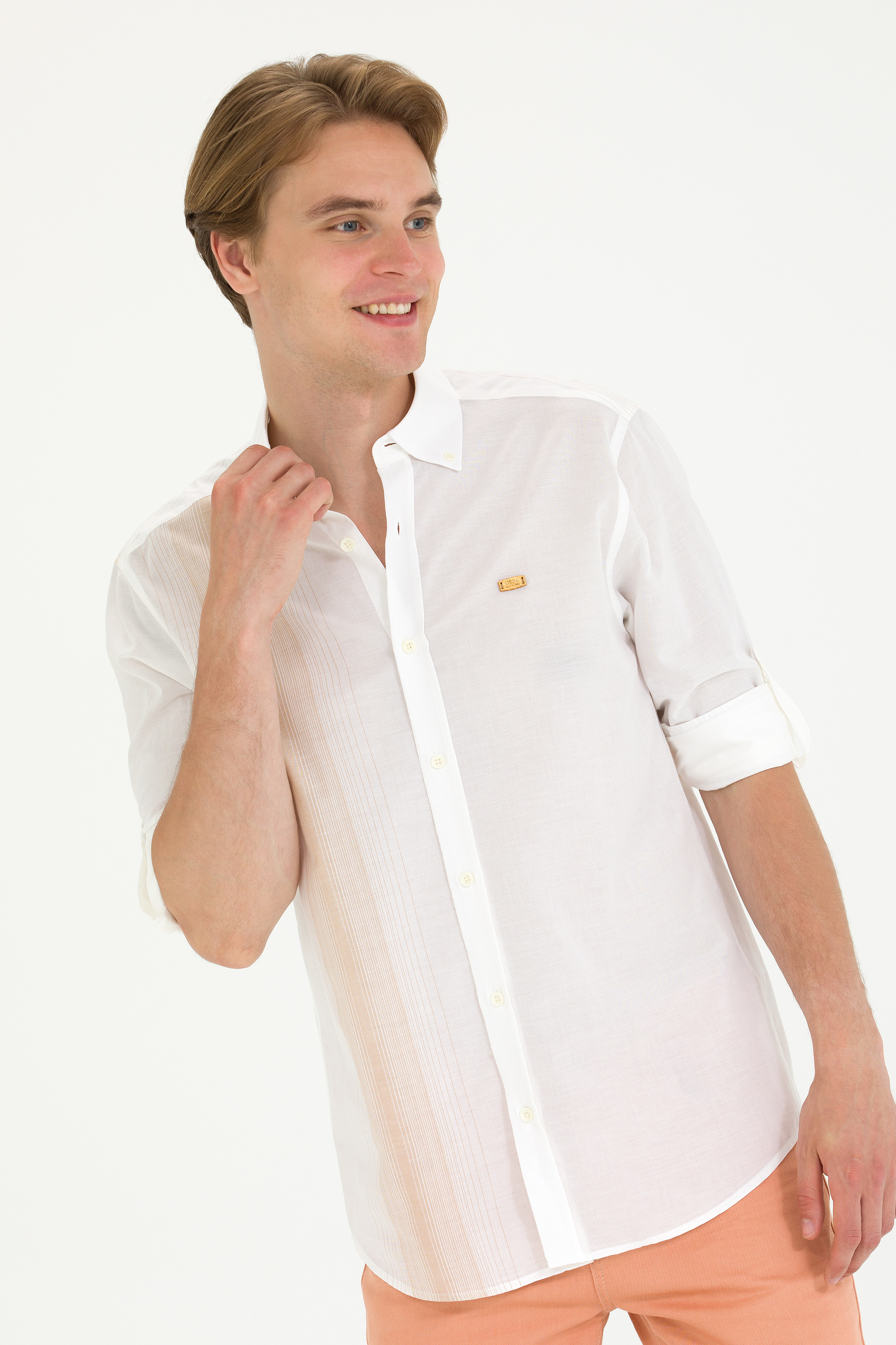 پیراهن شتری ریلکس مردانه یو اس پولو | US POLO ASSN
