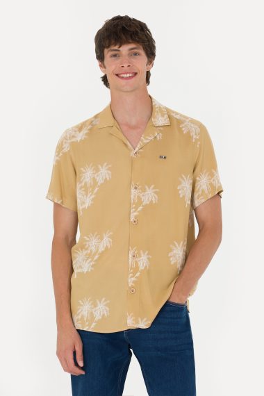 پیراهن  شتری  ریلکس  مردانه یو اس پولو | US POLO ASSN