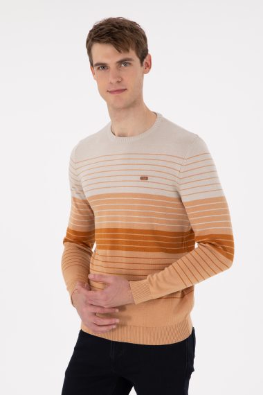 بافت یقه گرد شتری  اندامی  مردانه یو اس پولو | US POLO ASSN