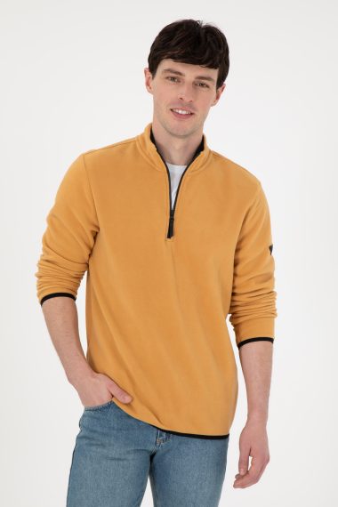 سویشرت یقه ایستاده شتری  رگولار  مردانه یو اس پولو | US POLO ASSN