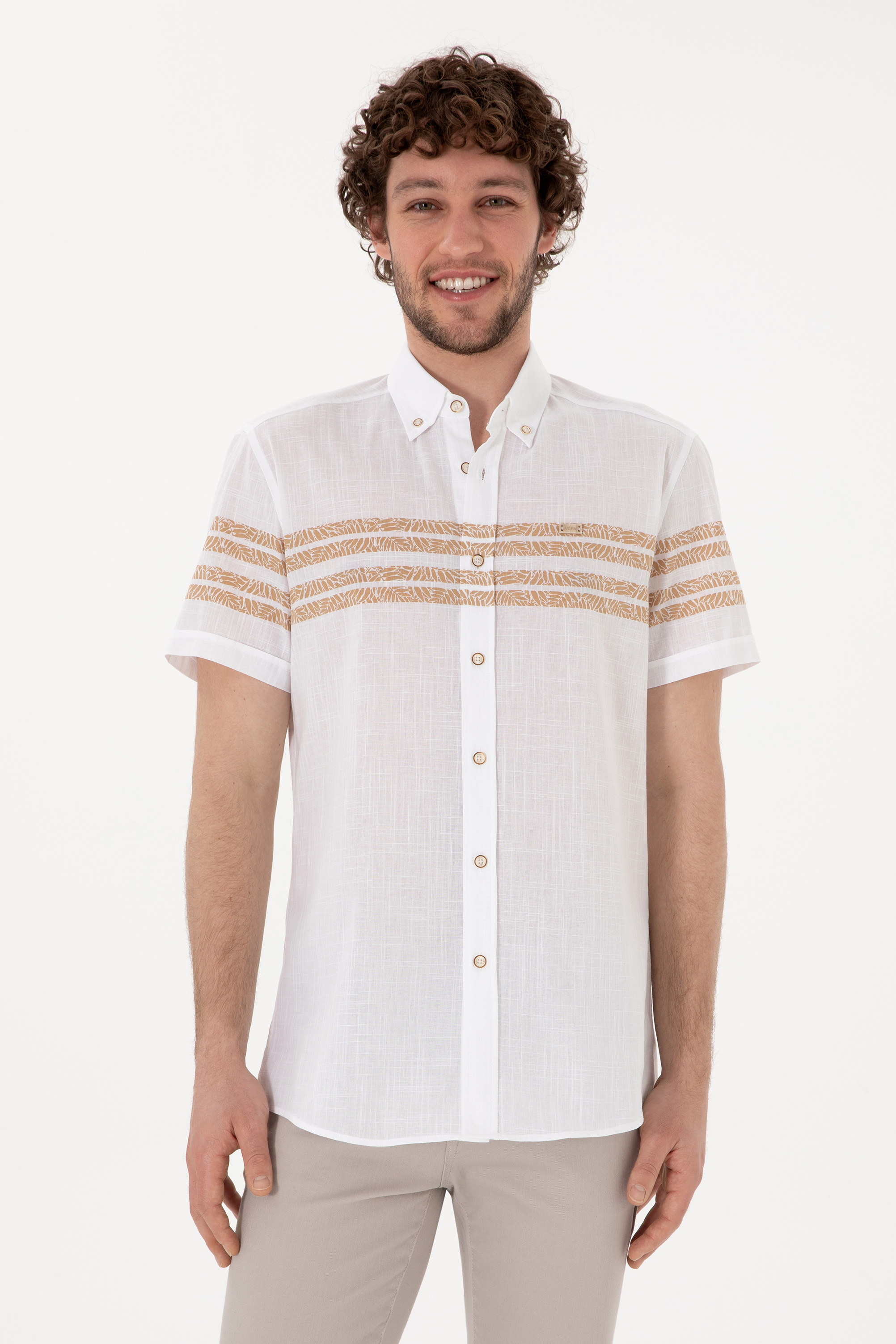 پیراهن شتری رگولار مردانه یو اس پولو | US POLO ASSN
