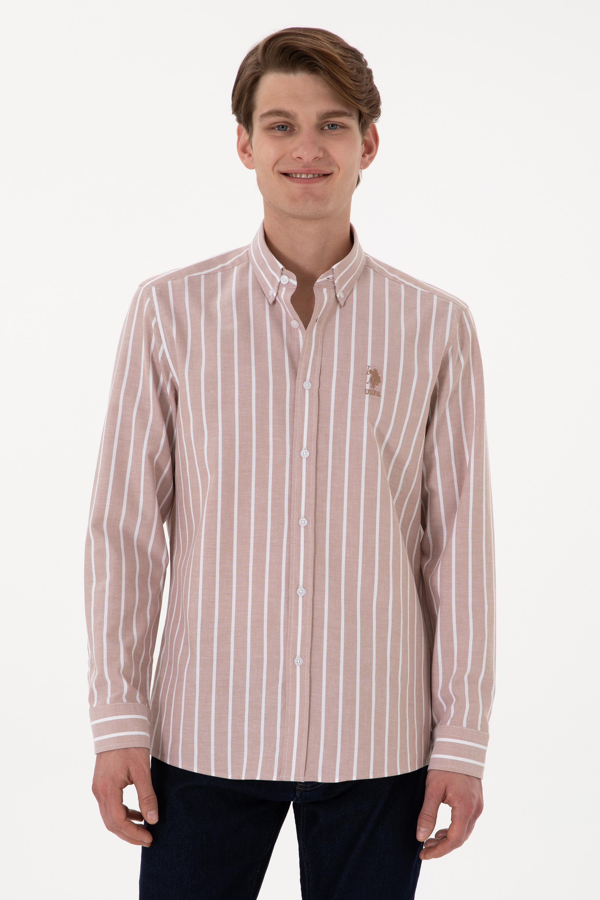 پیراهن شتری رگولار مردانه یو اس پولو | US POLO ASSN