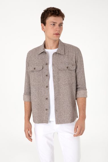 پیراهن  شتری  ریلکس  مردانه یو اس پولو | US POLO ASSN