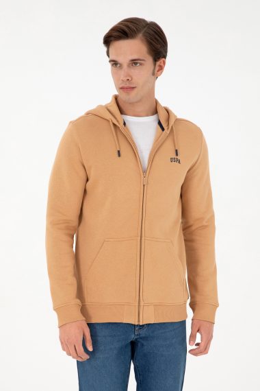 ژاکت هودی شتری  رگولار آستین بلند مردانه یو اس پولو | US POLO ASSN