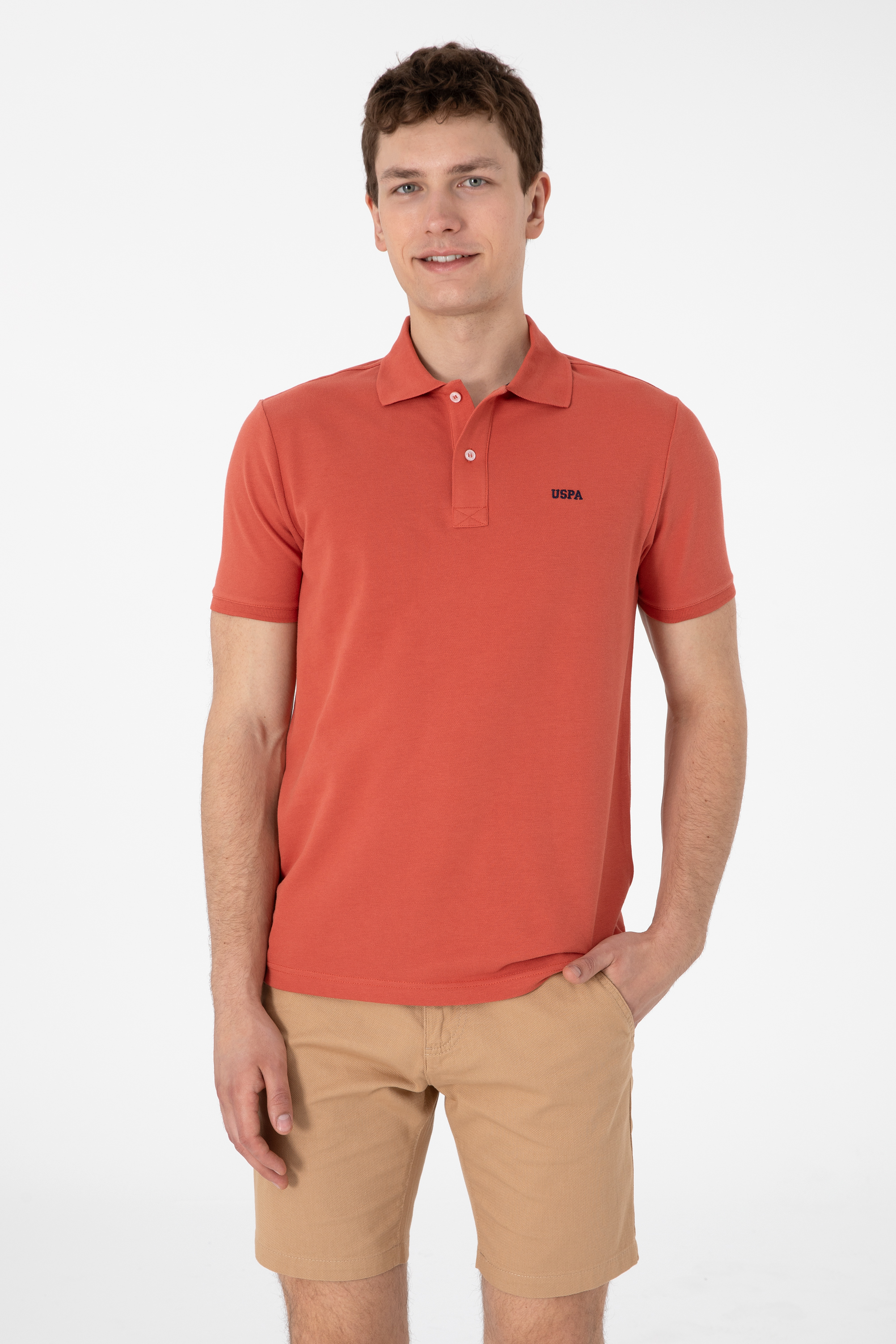 تی شرت بیسیک یقه پولو صورتی رگولار مردانه یو اس پولو | US POLO ASSN