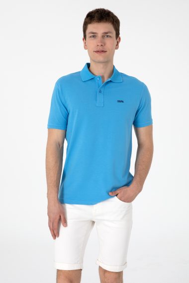 تی شرت بیسیک یقه پولو فیروزه ای  رگولار  مردانه یو اس پولو | US POLO ASSN