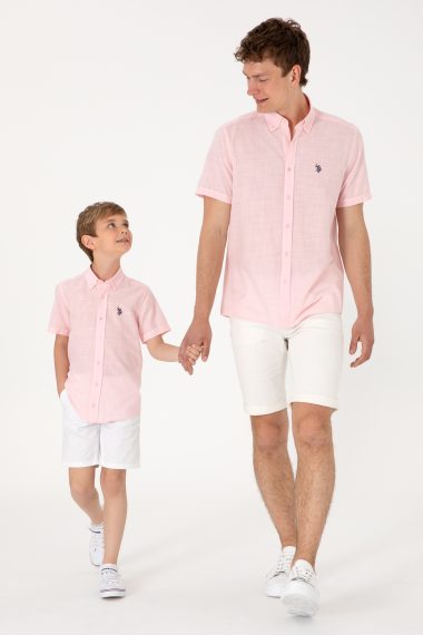 پیراهن  صورتی روشن  رگولار  مردانه یو اس پولو | US POLO ASSN