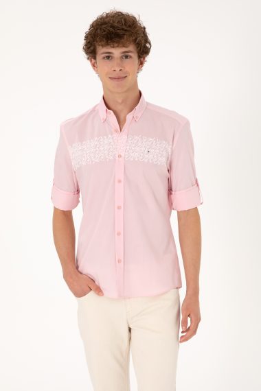 پیراهن  صورتی روشن  رگولار  مردانه یو اس پولو | US POLO ASSN