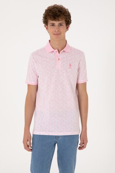 تی شرت یقه پولو صورتی روشن  رگولار  مردانه یو اس پولو | US POLO ASSN