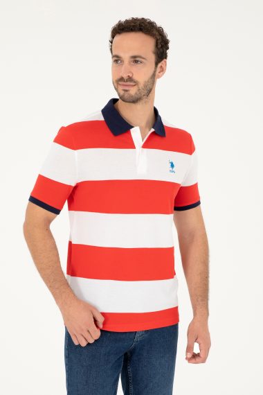 تی شرت یقه پولو قرمز  رگولار آستین کوتاه مردانه یو اس پولو | US POLO ASSN