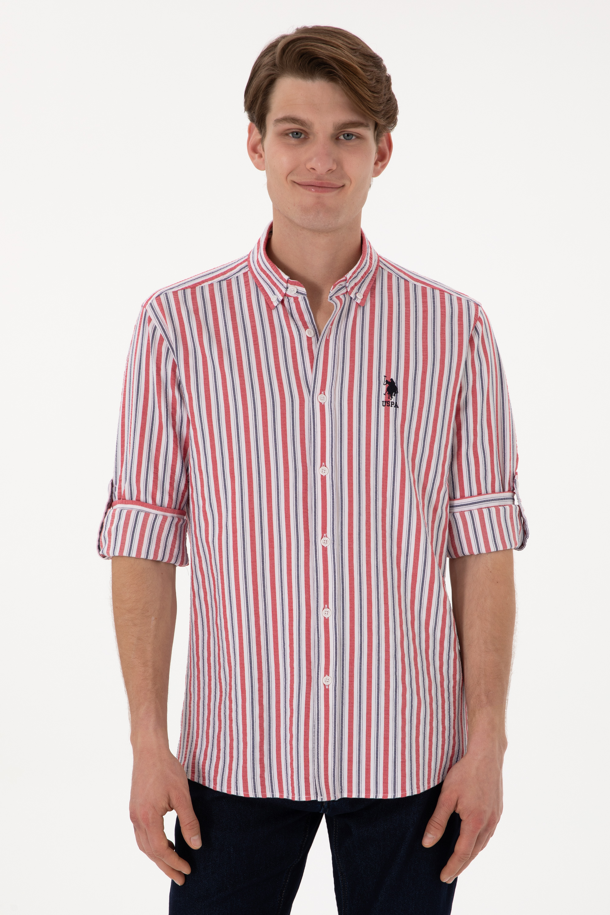 پیراهن قرمز رگولار مردانه یو اس پولو | US POLO ASSN