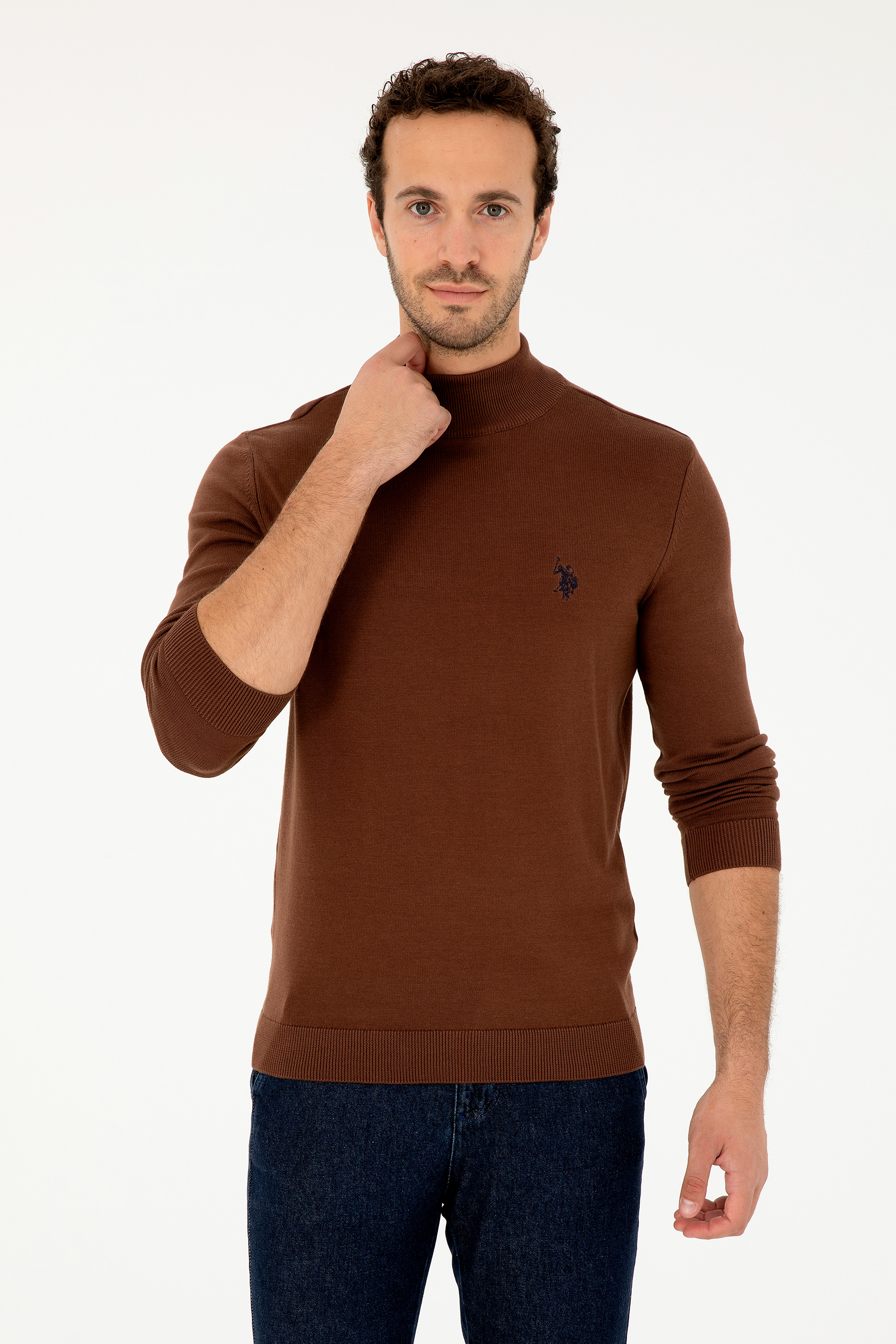 بافت بیسیک قهوه ای اندامی مردانه یو اس پولو | US POLO ASSN
