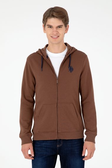 ژاکت هودی قهوه ای  رگولار آستین بلند مردانه یو اس پولو | US POLO ASSN