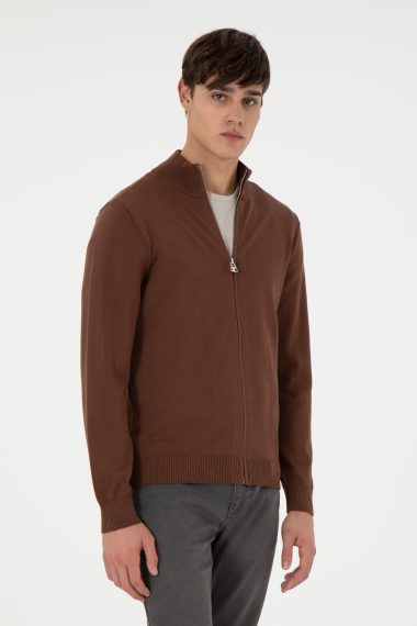ژاکت تریکو بیسیک  قهوه ای  اندامی  مردانه یو اس پولو | US POLO ASSN