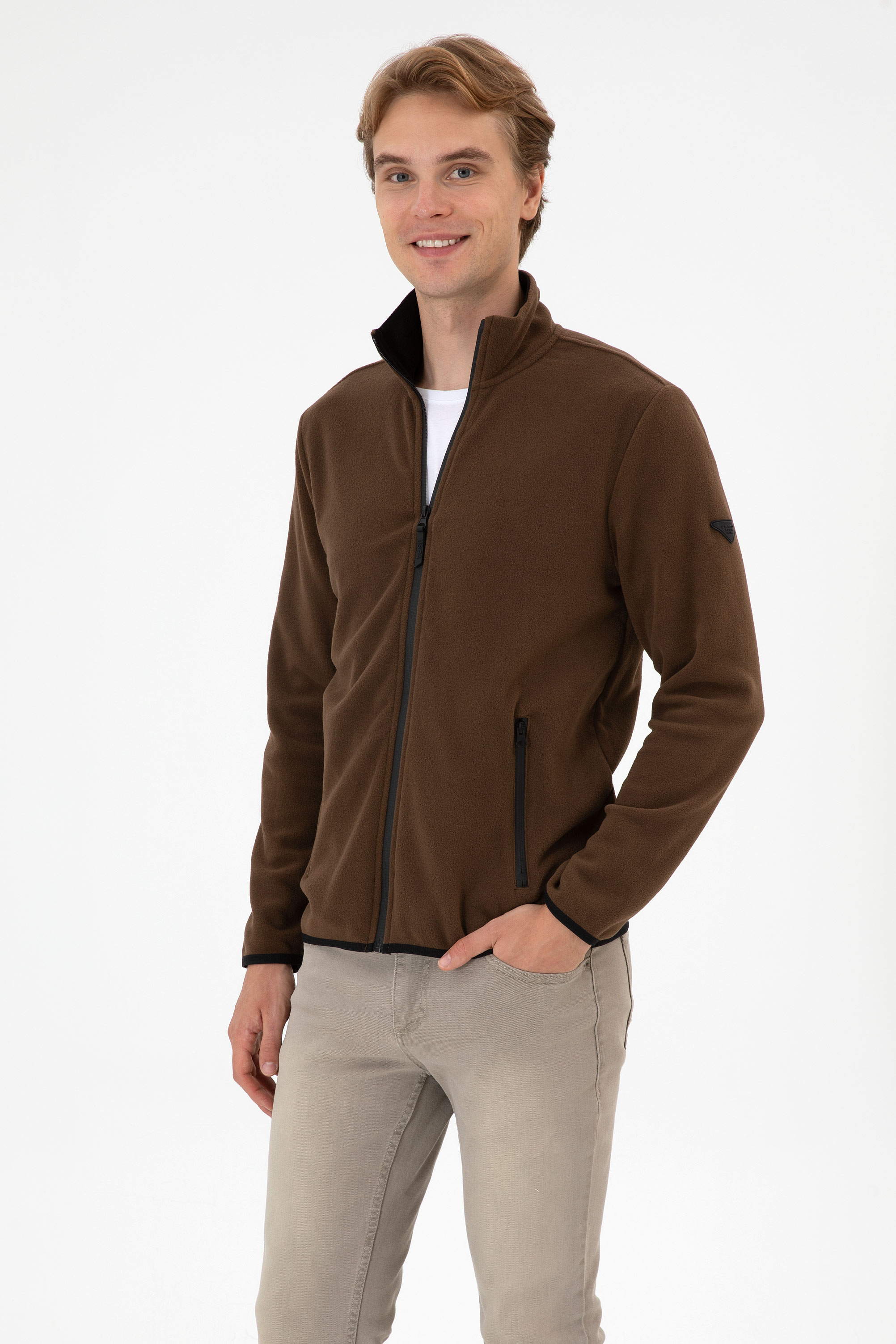 ژاکت قهوه ای رگولار مردانه یو اس پولو | US POLO ASSN