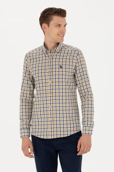 پیراهن  کرمی  اندامی  مردانه یو اس پولو | US POLO ASSN