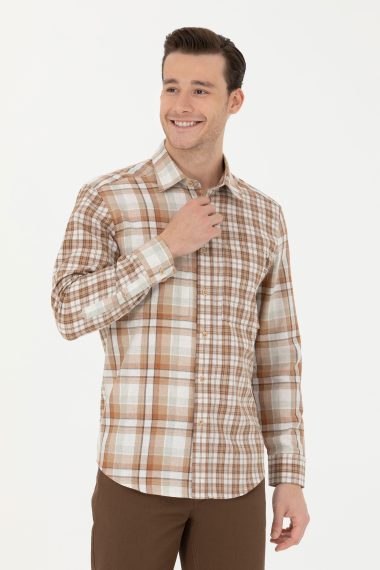 پیراهن  کرمی  ریلکس  مردانه یو اس پولو | US POLO ASSN