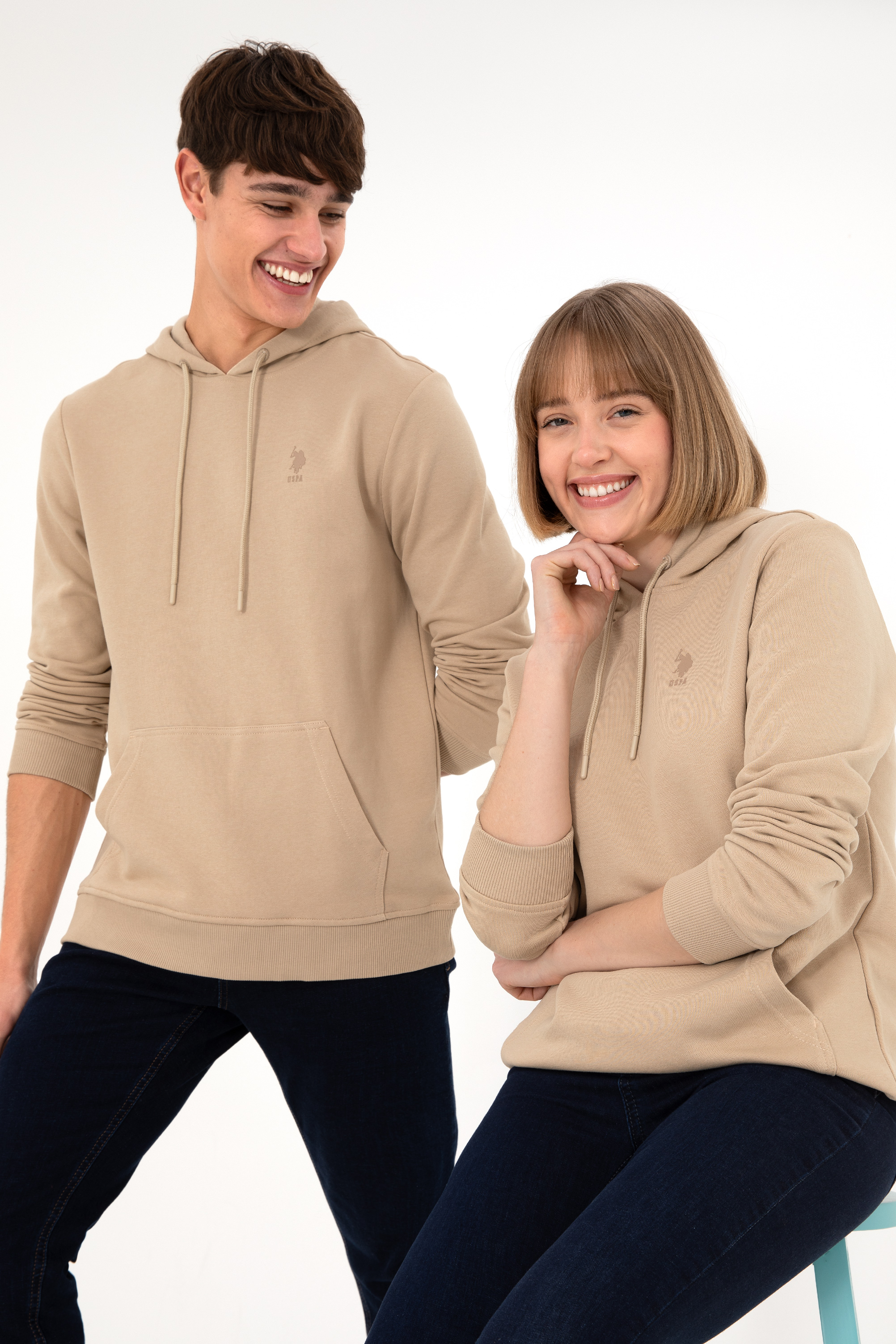 سویشرت بیسیک کرمی رگولار مردانه یو اس پولو | US POLO ASSN