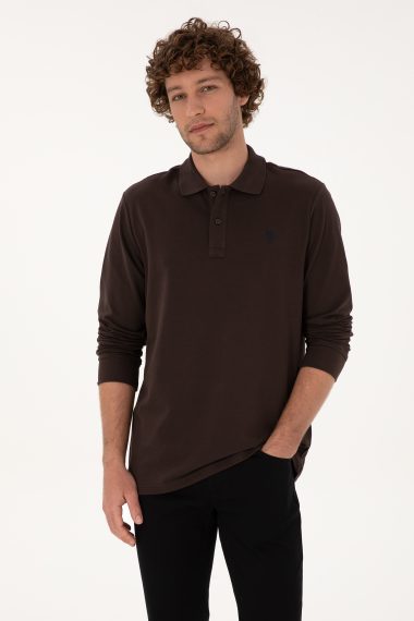 سویشرت بیسیک  قهوه ای تیره  رگولار  مردانه یو اس پولو | US POLO ASSN