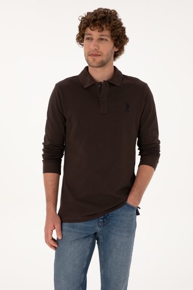 سویشرت بیسیک  قهوه ای تیره  رگولار  مردانه یو اس پولو | US POLO ASSN