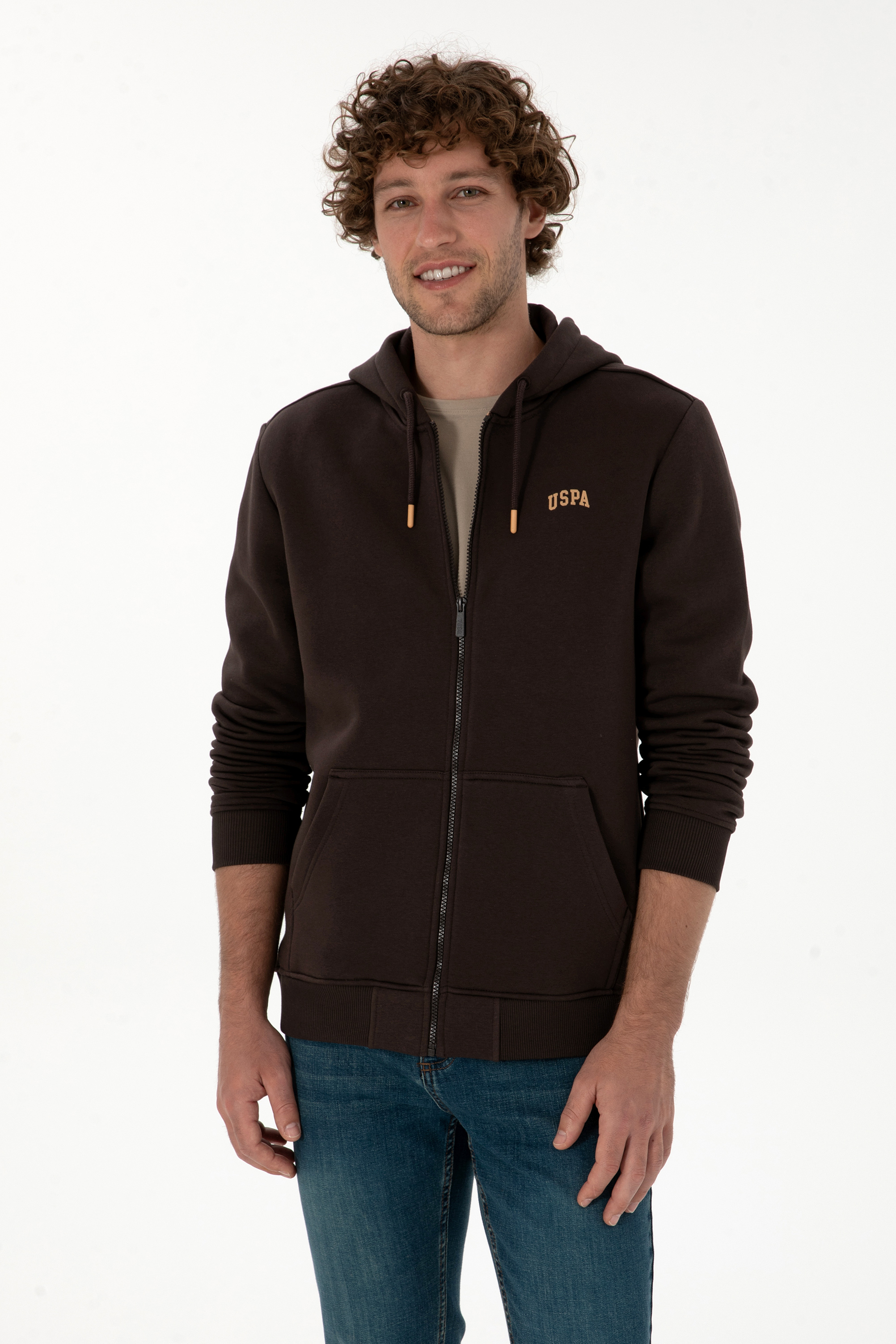 ژاکت قهوه ای تیره رگولار مردانه یو اس پولو | US POLO ASSN