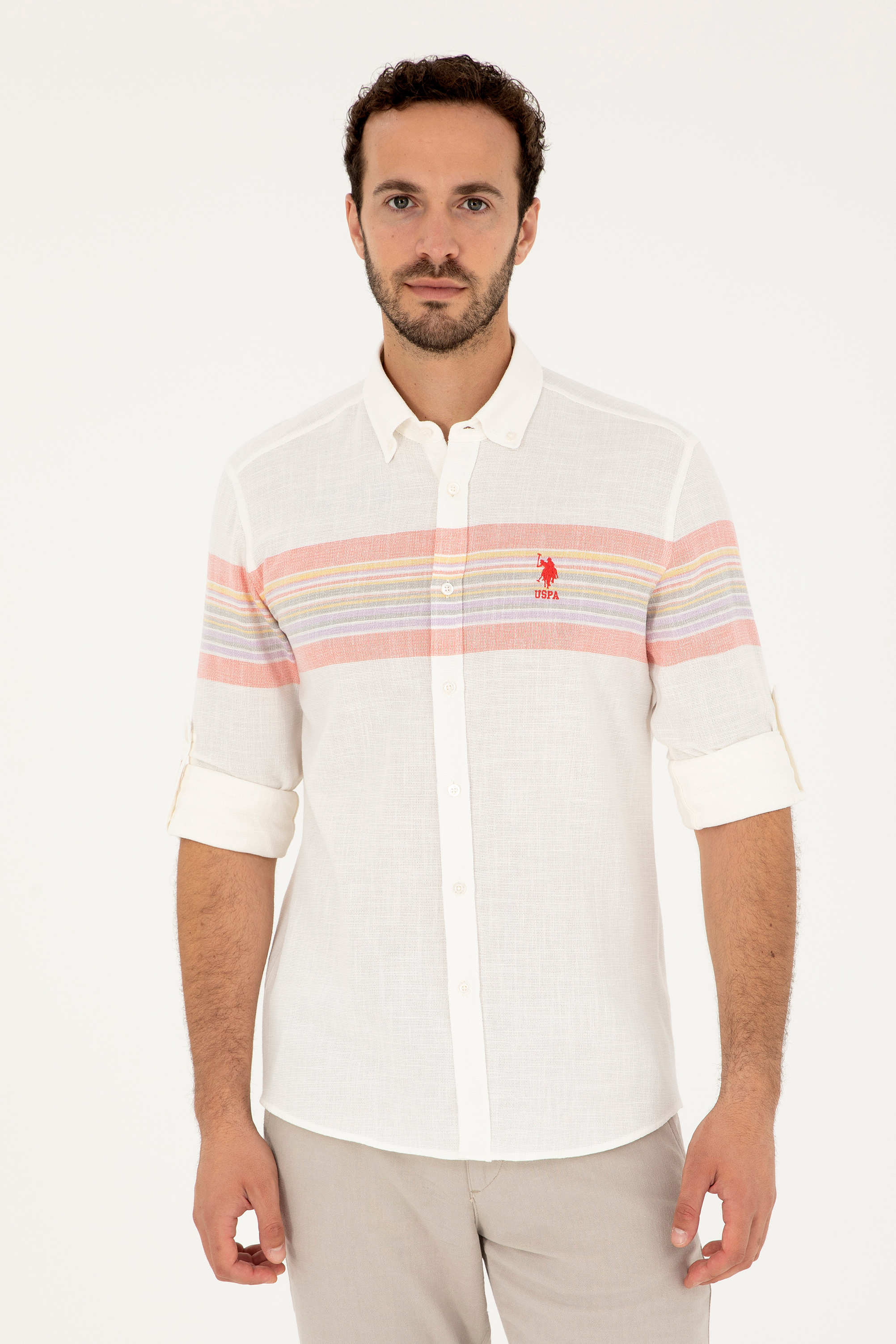 پیراهن گل اناری رگولار مردانه یو اس پولو | US POLO ASSN