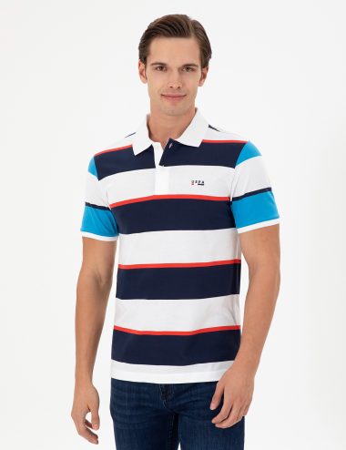 تی شرت یقه پولو لاجورد  رگولار آستین کوتاه مردانه یو اس پولو | US POLO ASSN
