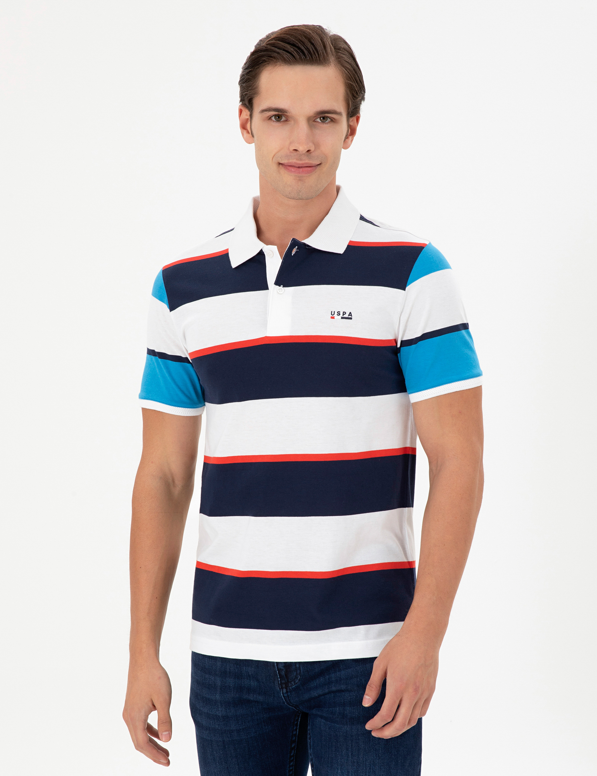 تی شرت یقه پولو لاجورد رگولار آستین کوتاه مردانه یو اس پولو | US POLO ASSN