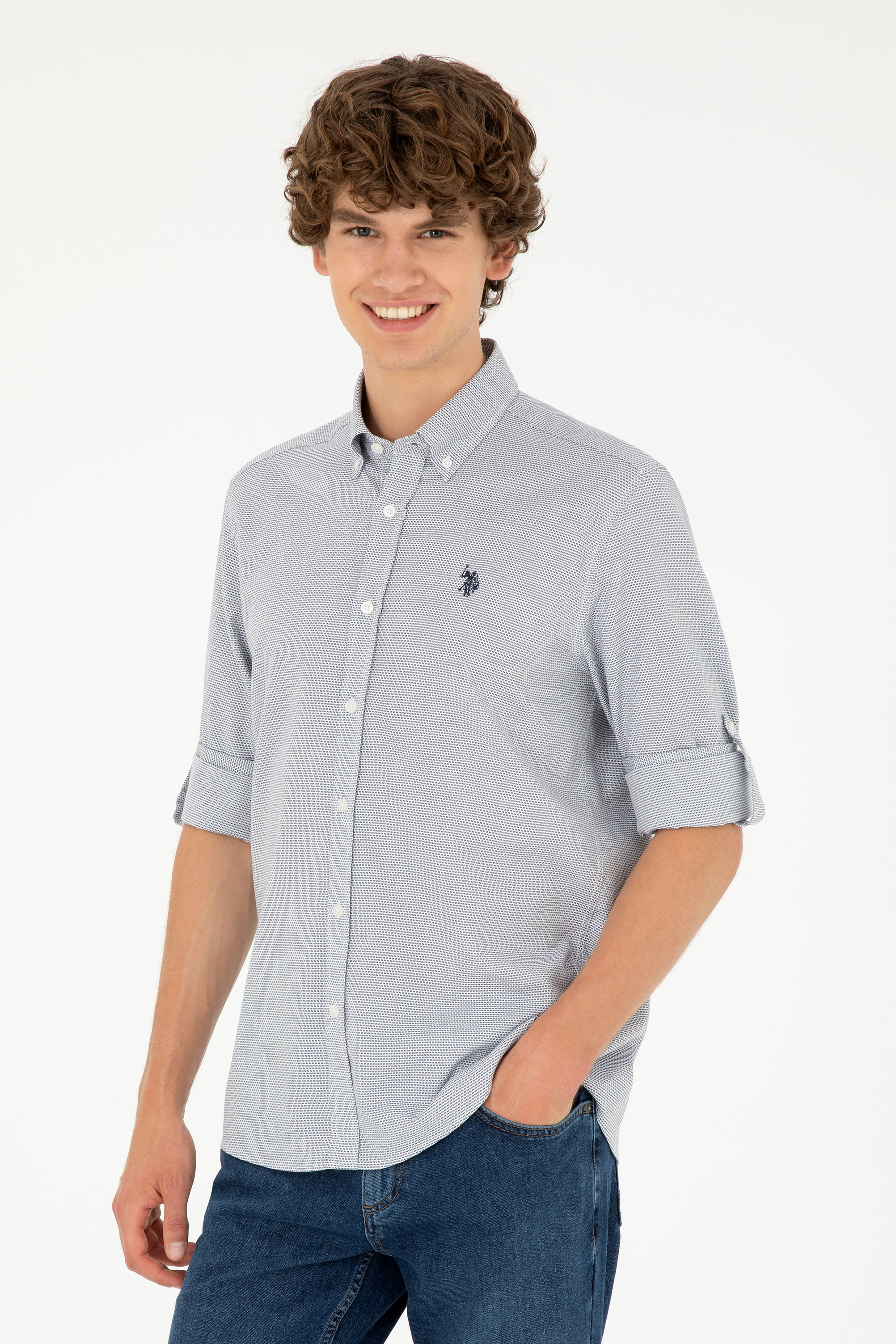 پیراهن لاجورد رگولار مردانه یو اس پولو | US POLO ASSN