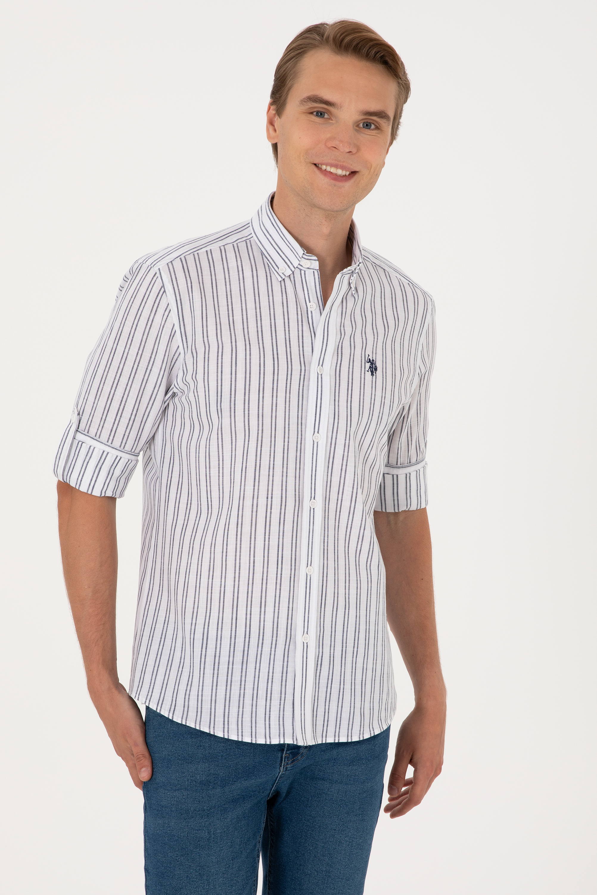 پیراهن لاجورد رگولار مردانه یو اس پولو | US POLO ASSN