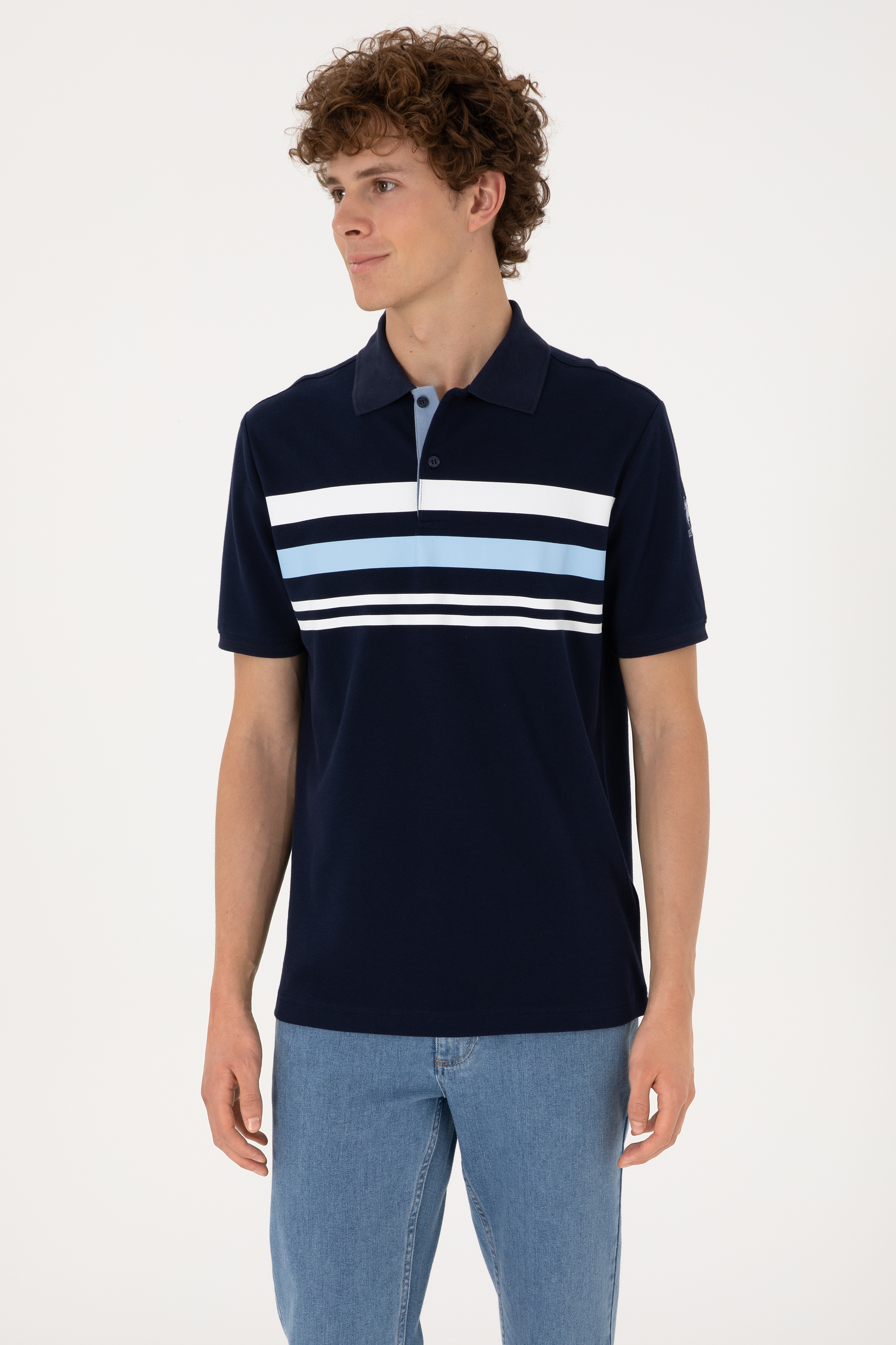 تی شرت یقه پولو لاجورد رگولار مردانه یو اس پولو | US POLO ASSN
